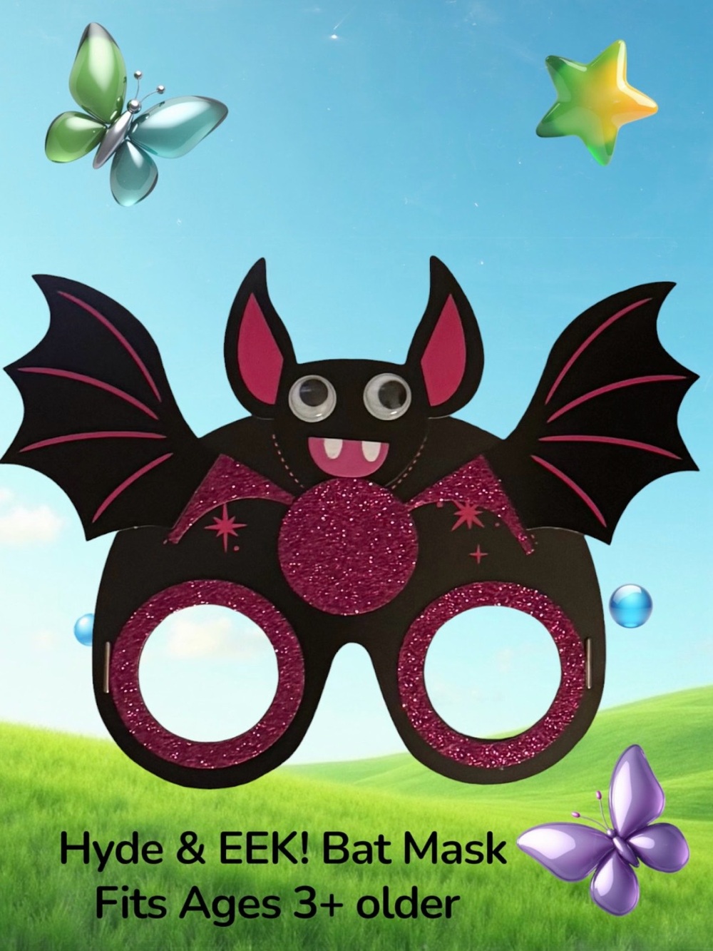 $2 Add-on | Halloween Hyde & EEK! Kids Pink Glitter Bat Mask